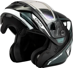 Gmax MD-04 Modular Snow Helmet Sector Gloss Black Silver Electric Shield