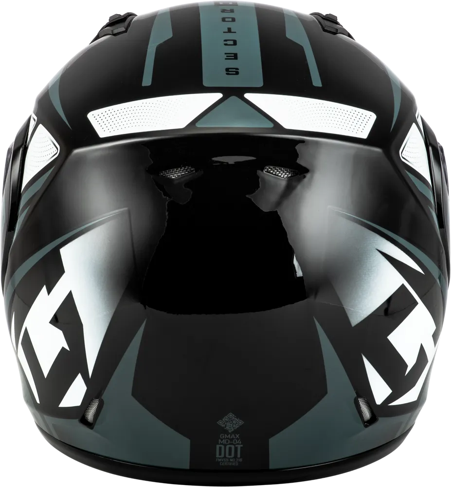 Gmax MD-04 Modular Snow Helmet Sector Gloss Black Silver Electric Shield