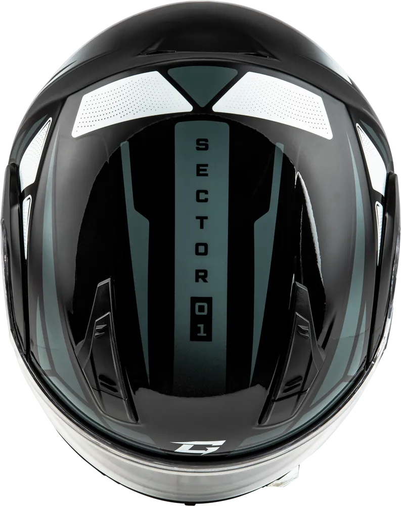 Gmax MD-04 Modular Snow Helmet Sector Gloss Black Silver Electric Shield