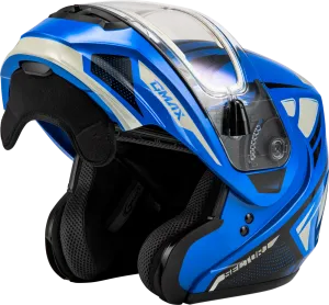 Gmax MD-04 Modular Snow Helmet Sector Gloss Blue Black Electric Shield