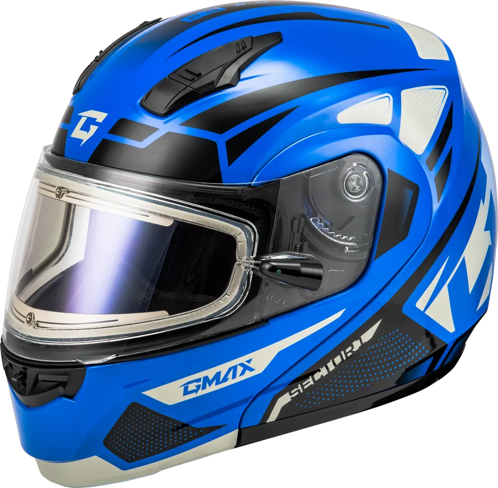 Gmax MD-04 Modular Snow Helmet Sector Gloss Blue Black Electric Shield