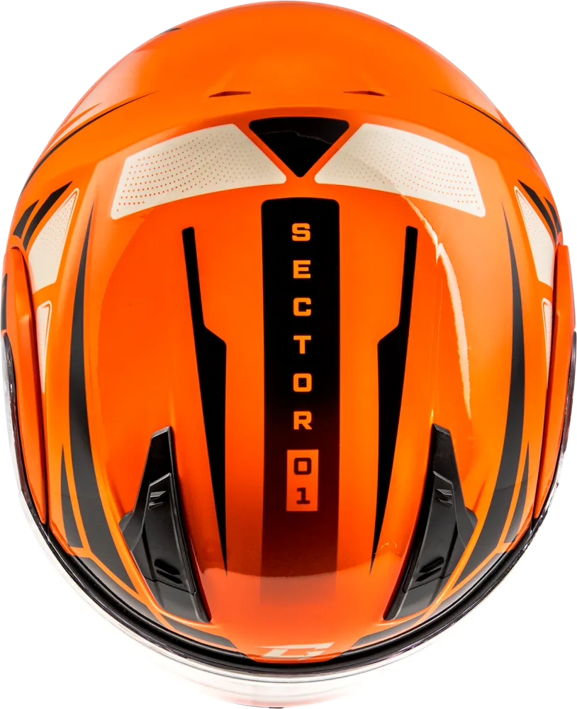 Gmax MD-04 Modular Snow Helmet Sector Gloss Orange Black Electric Shield
