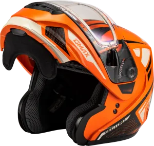 Gmax MD-04 Modular Snow Helmet Sector Gloss Orange Black Electric Shield