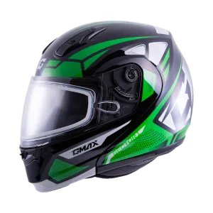 Gmax MD-04 Modular Snow Helmet Sector Green White Dual Lens
