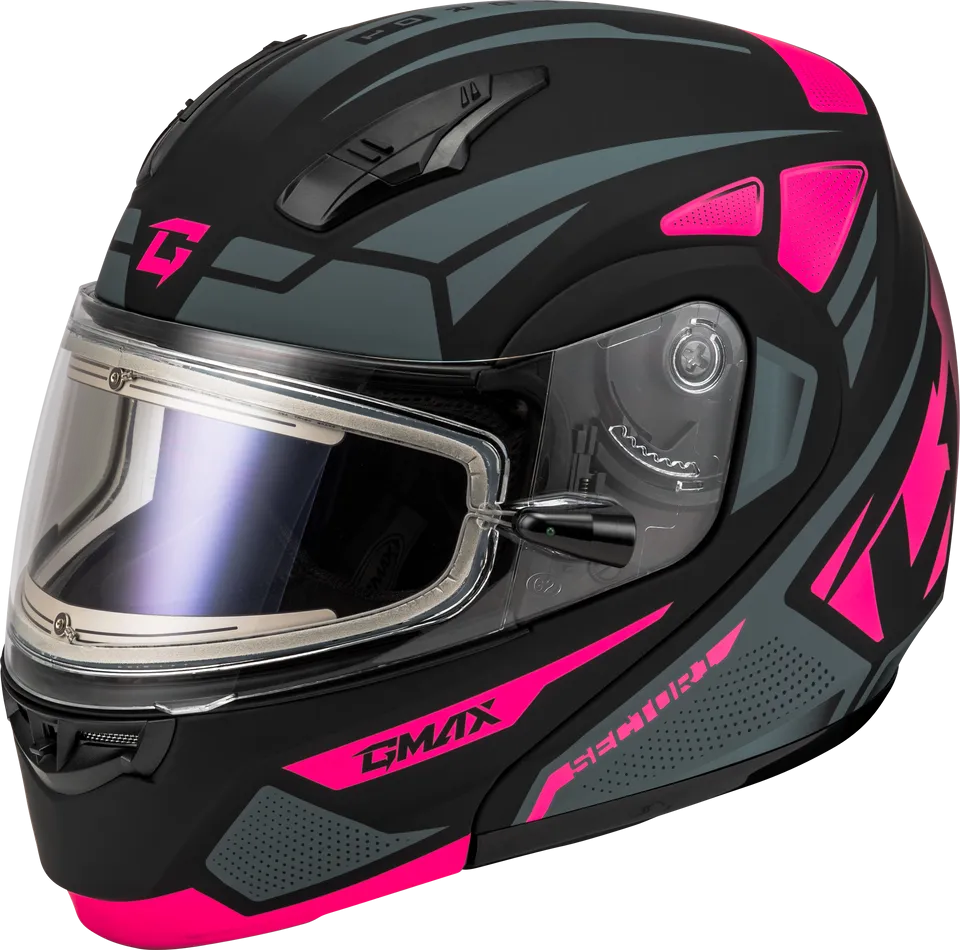 Gmax MD-04 Modular Snow Helmet Sector Matte Black Pink Electric Shield