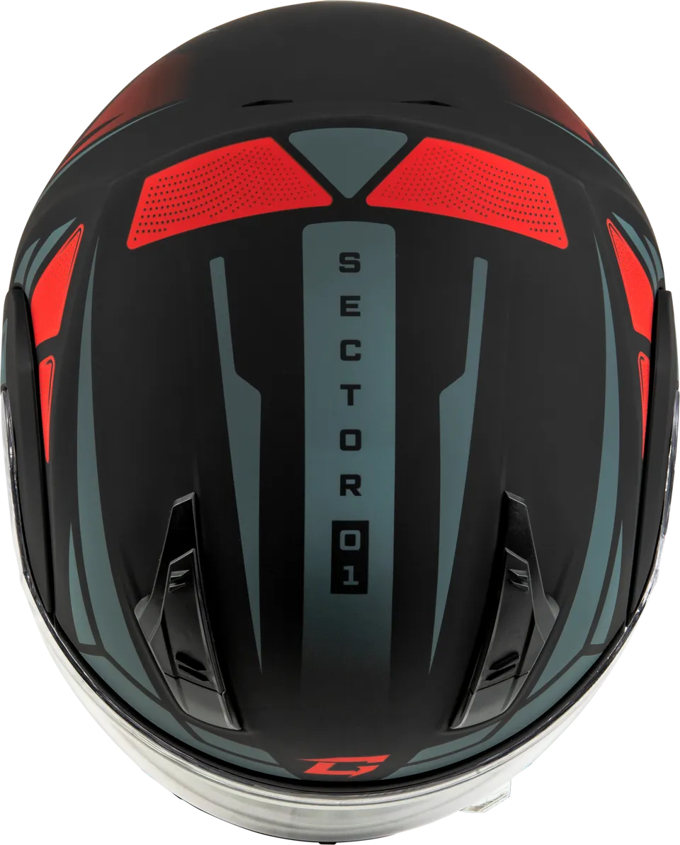 Gmax MD-04 Modular Snow Helmet Sector Matte Black Red Electric Shield