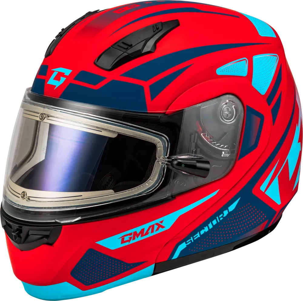 Gmax MD-04 Snow Helmet Sector Matte Red Blue Electric Shield