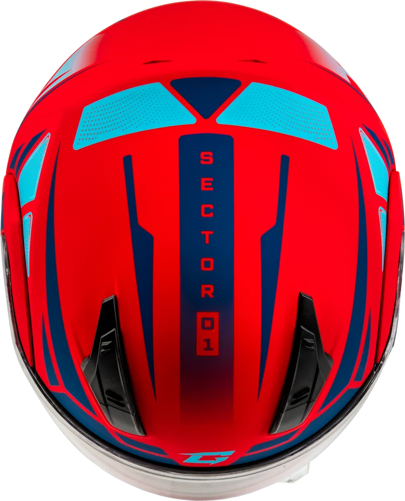 Gmax MD-04 Snow Helmet Sector Matte Red Blue Electric Shield