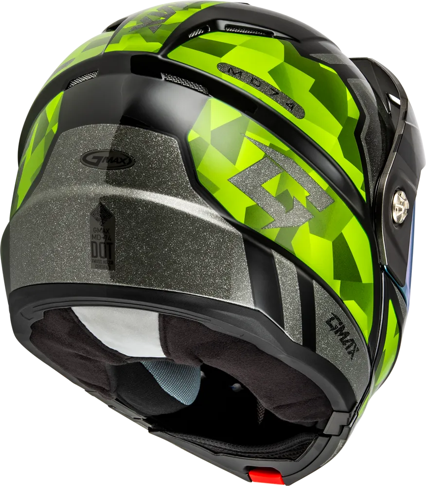 Gmax MD-74 Striker Modular Helmet Black/Silver/Green