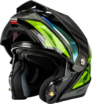 Gmax MD-74 Striker Modular Helmet Black/Silver/Green