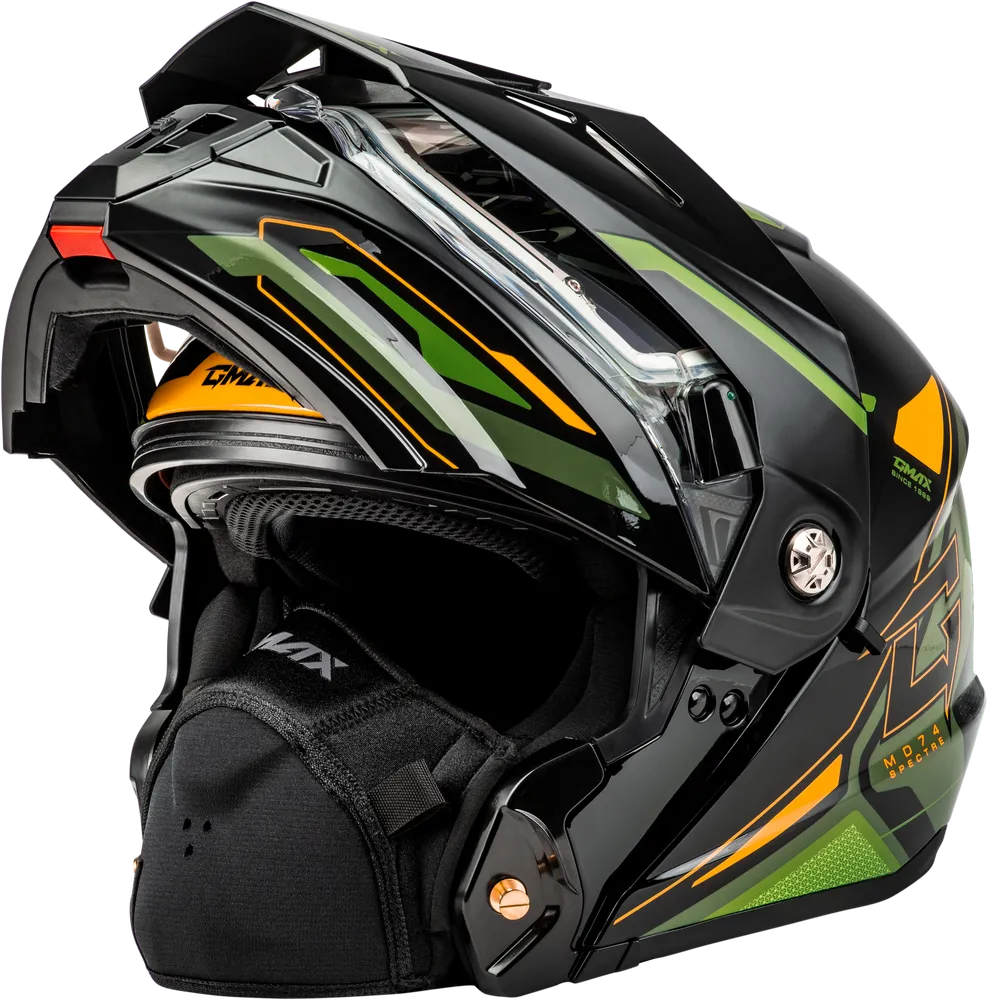 Gmax MD-74S Spectre Snow Helmet Black Green Electric Shield