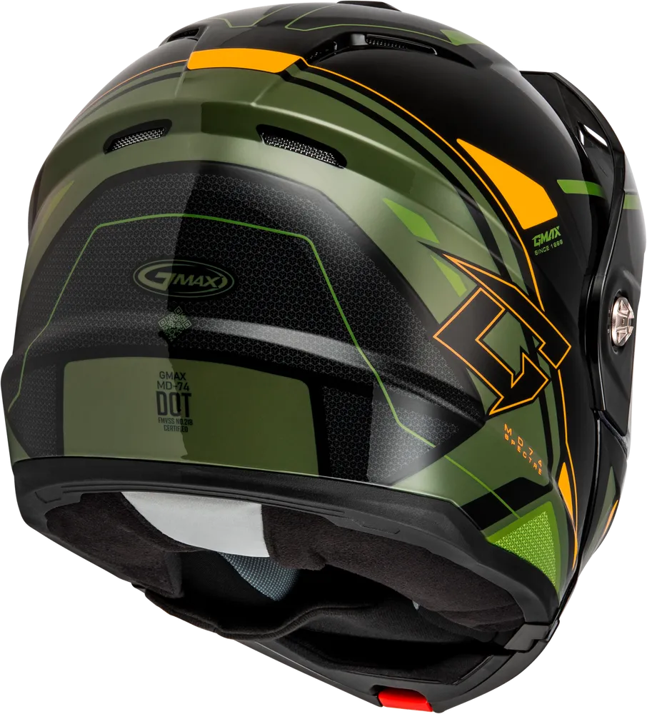Gmax MD-74S Spectre Snow Helmet Black Green Electric Shield