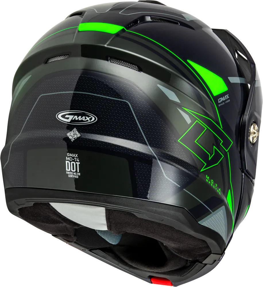 Gmax MD-74S Spectre Snow Helmet Grey Neon Green Electric Shield