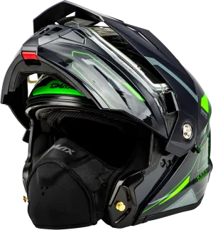 Gmax MD-74S Spectre Snow Helmet Grey Neon Green Electric Shield
