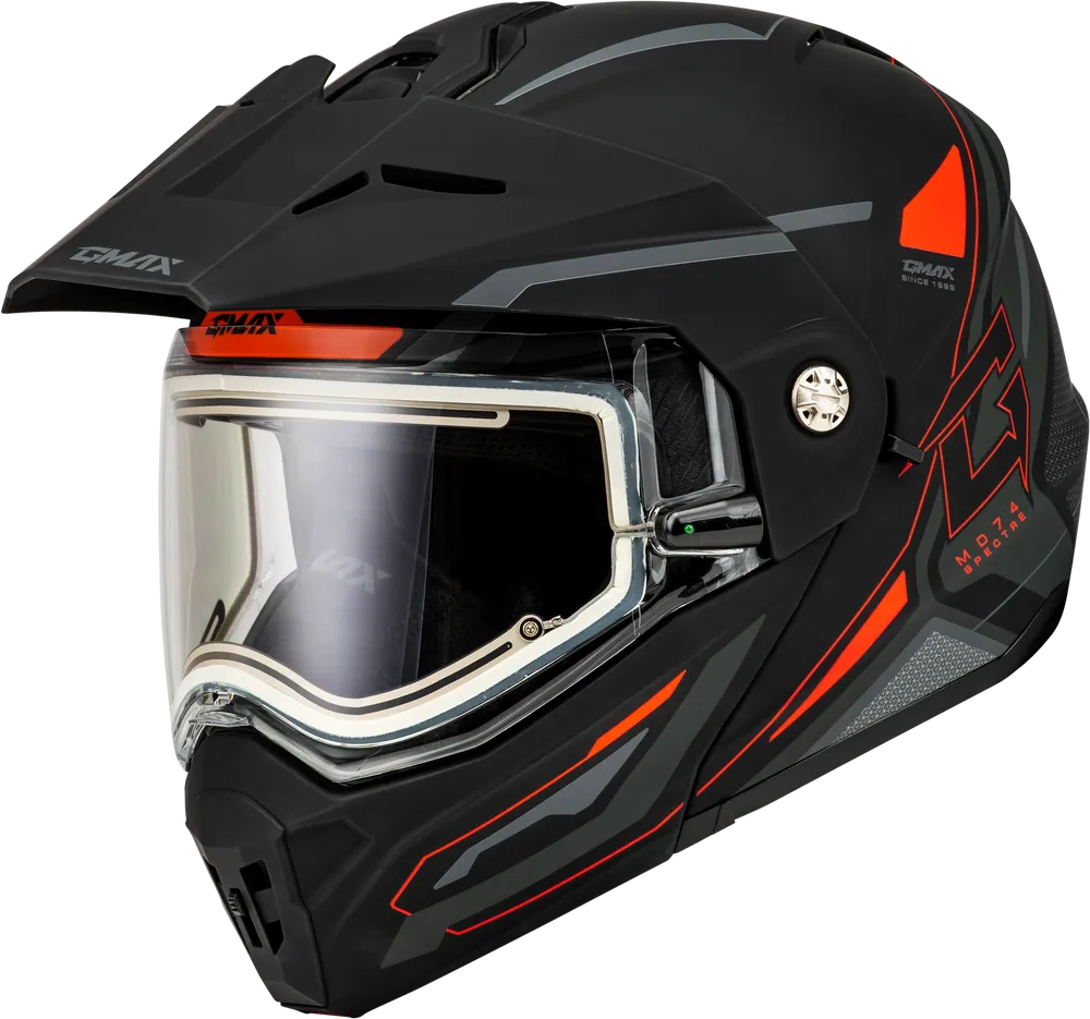 Gmax MD-74S Spectre Snow Helmet Matte Black Red Electric Shield