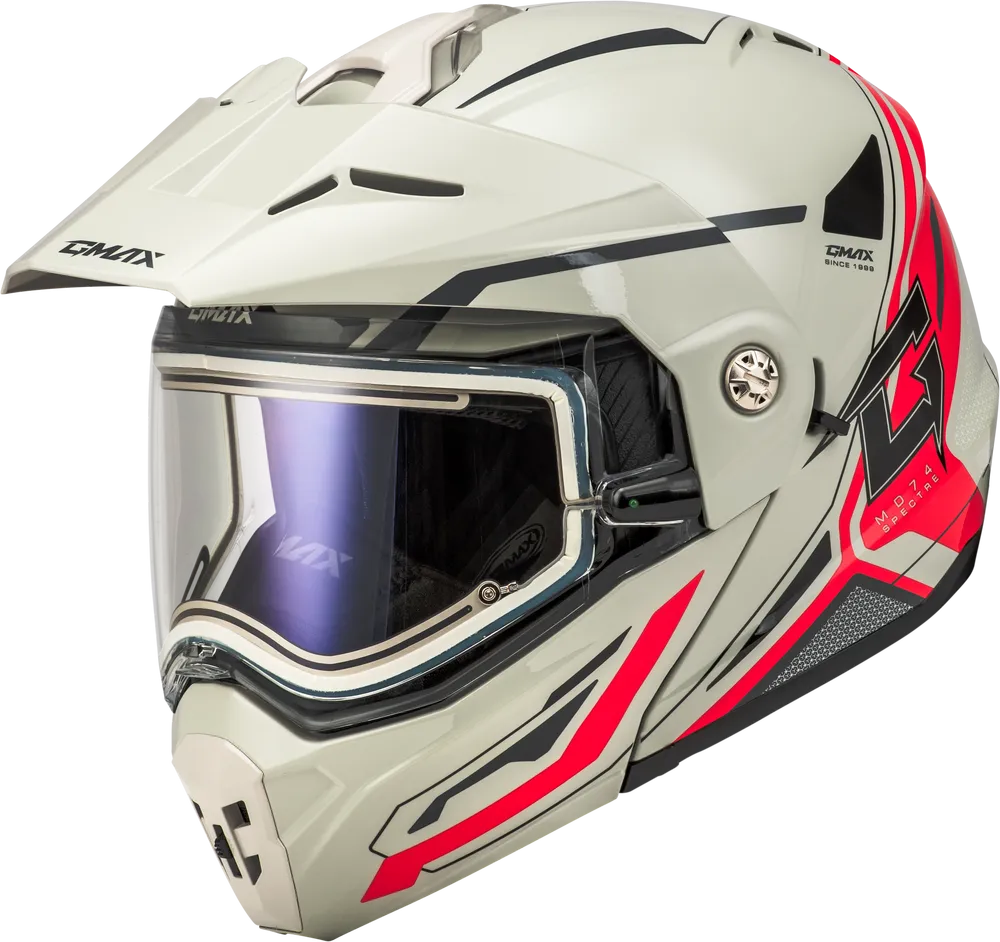Gmax MD-74S Spectre Snow Helmet White Red Electric Shield