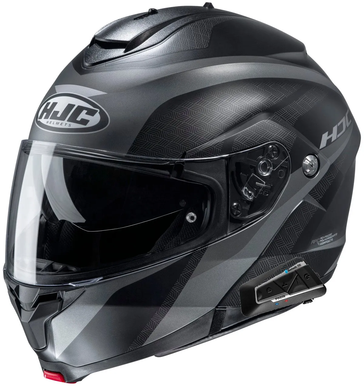 HJC C91 Helmet T9S Bluetooth Headset Taly Graphic MC5 Grey