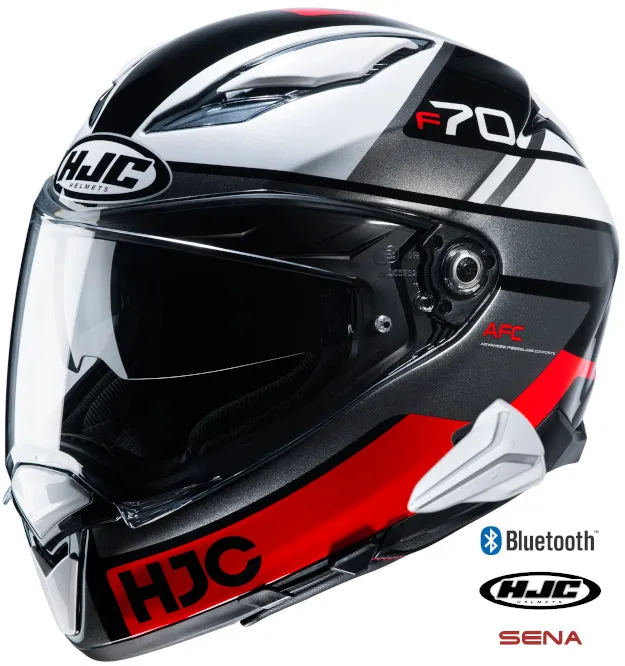 HJC F70 Full Face Bluetooth Helmet Tino Graphic MC-1  20b Installed