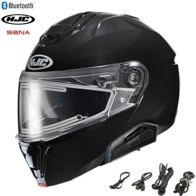 HJC i91 Bluetooth Snow Helmet Gloss Black Electric Shield