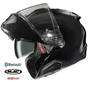 HJC RPHA 91S Bluetooth Helmet Gloss Black 11b Installed