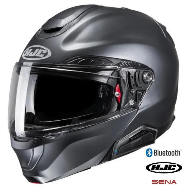 HJC RPHA 91S Bluetooth Helmet Semi Flat Titanium 11b installed