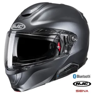 HJC RPHA 91S Bluetooth Helmet Semi Flat Titanium 11b installed