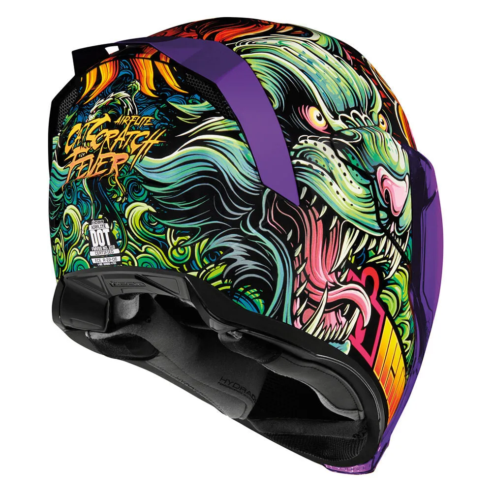 Icon Airflite Cat Scratch Fever Blue Full Face Bluetooth Helmet