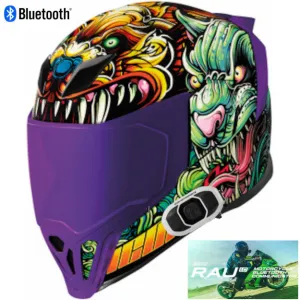 Icon Airflite Cat Scratch Fever Blue Full Face RAU Bluetooth Helmet