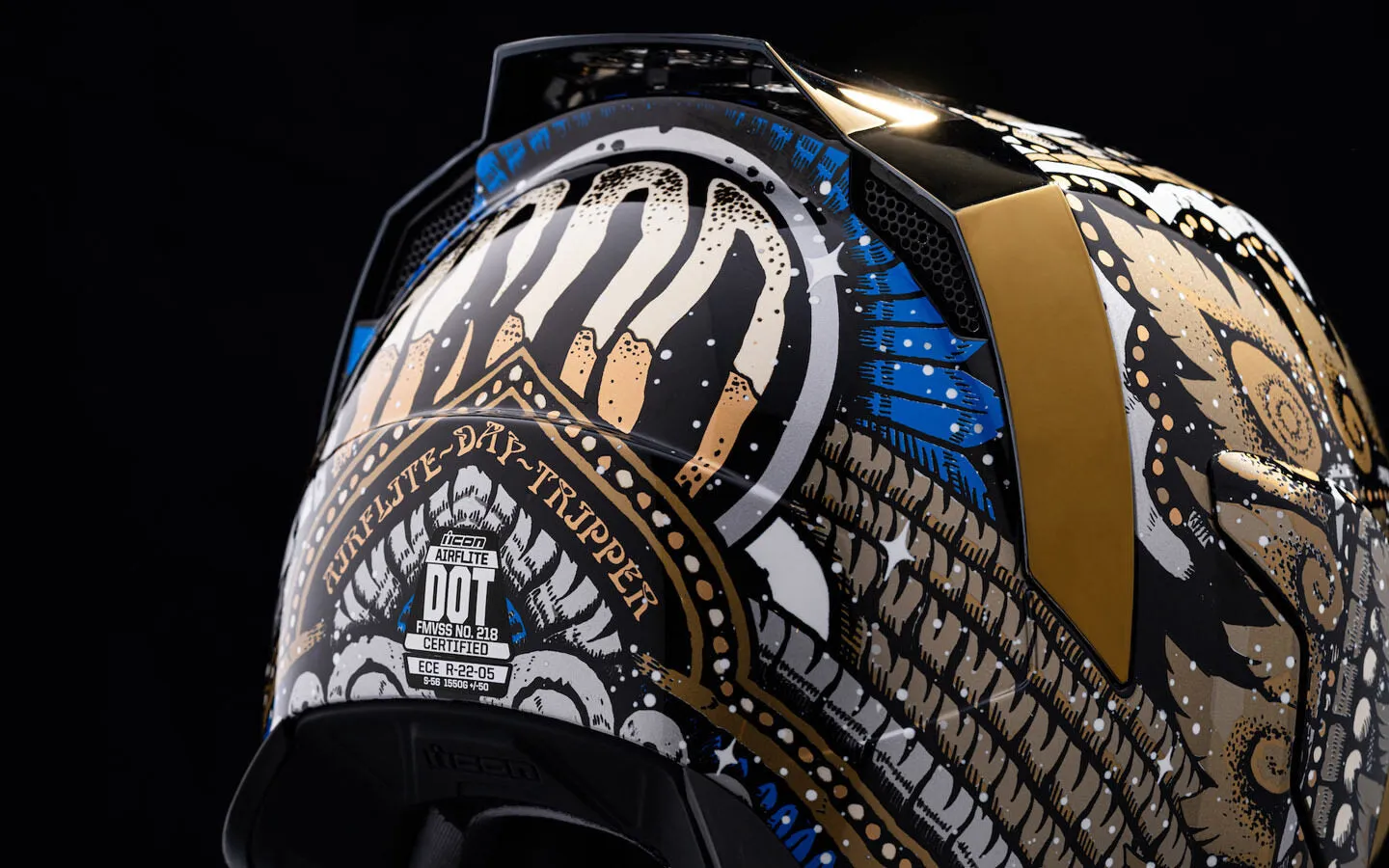 Icon Airflite Day Tripper Graphic Gold Bluetooth Full Face Helmet