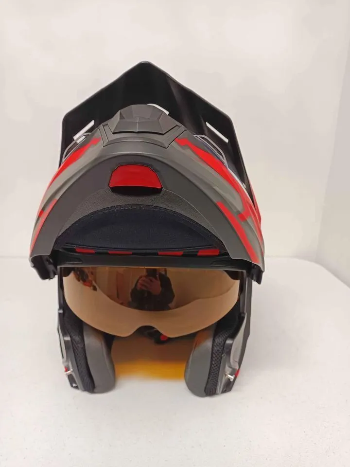 Scorpion EXO-AT950 Dual Sport Helmet Ellwood Red Amber Shield size Small