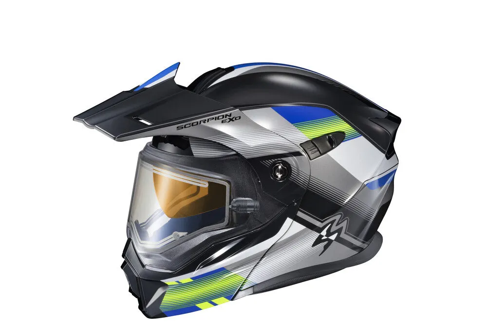 Scorpion EXO-AT950 Snow Helmet Zec Blue Hi Viz Electric Shield
