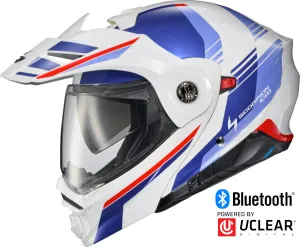 Scorpion EXO-AT960 Dual Sport Bluetooth Helmet Monk White Blue