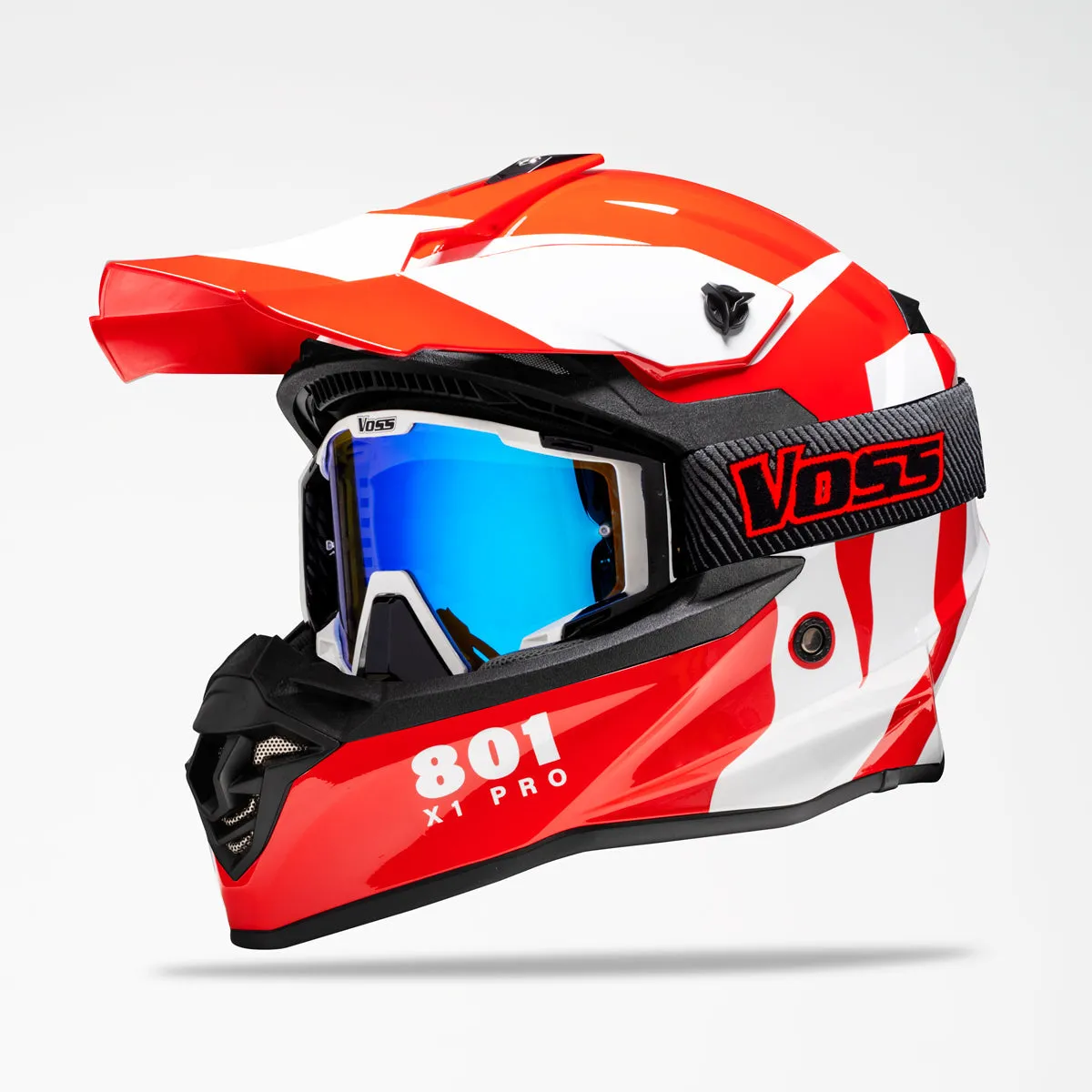 Voss 801 X1 Pro Dirt Red/ White Wavy Helmet