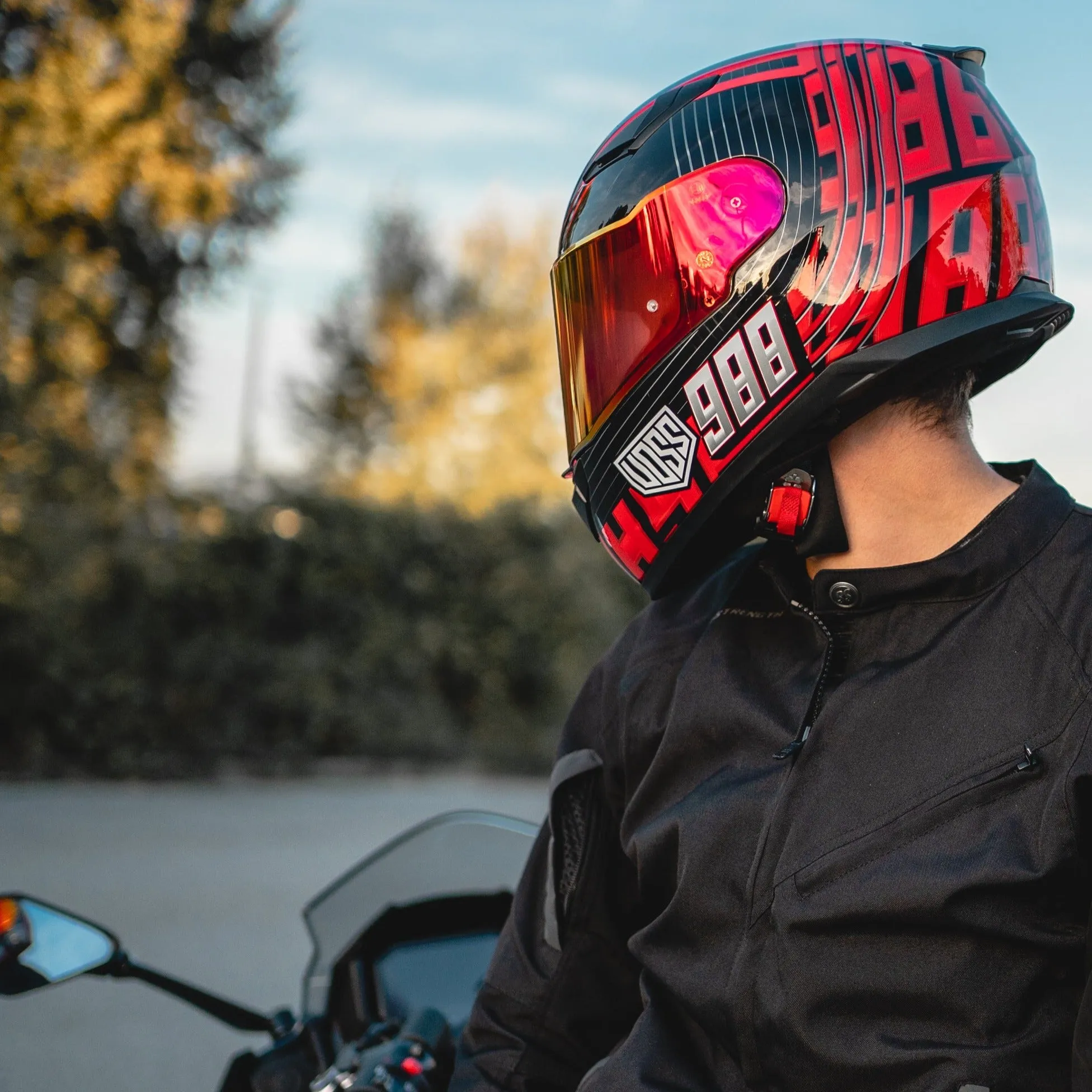 Voss 988 Moto-1 Echo Red Helmet
