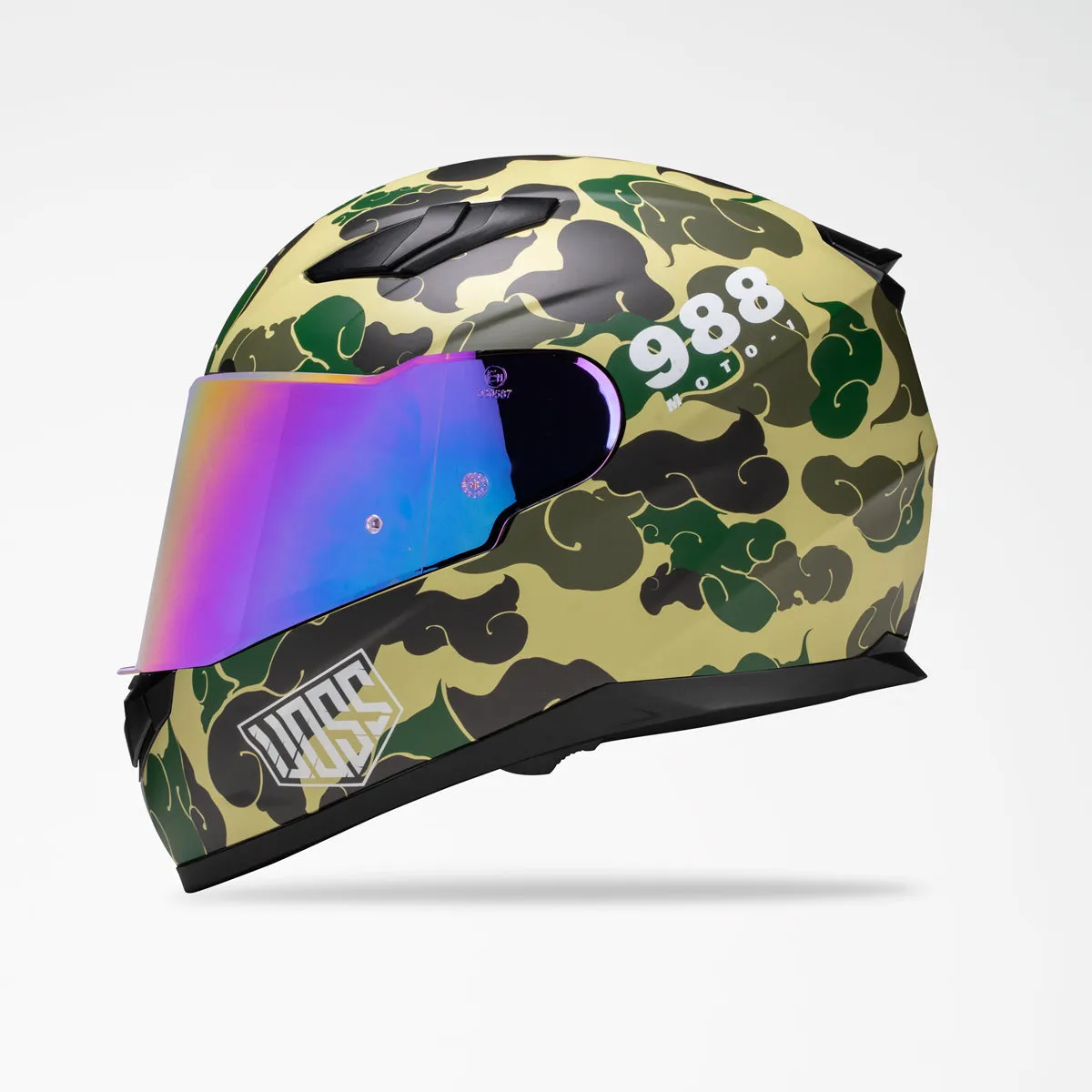 Voss 988 Moto-1 Green Camo Helmet