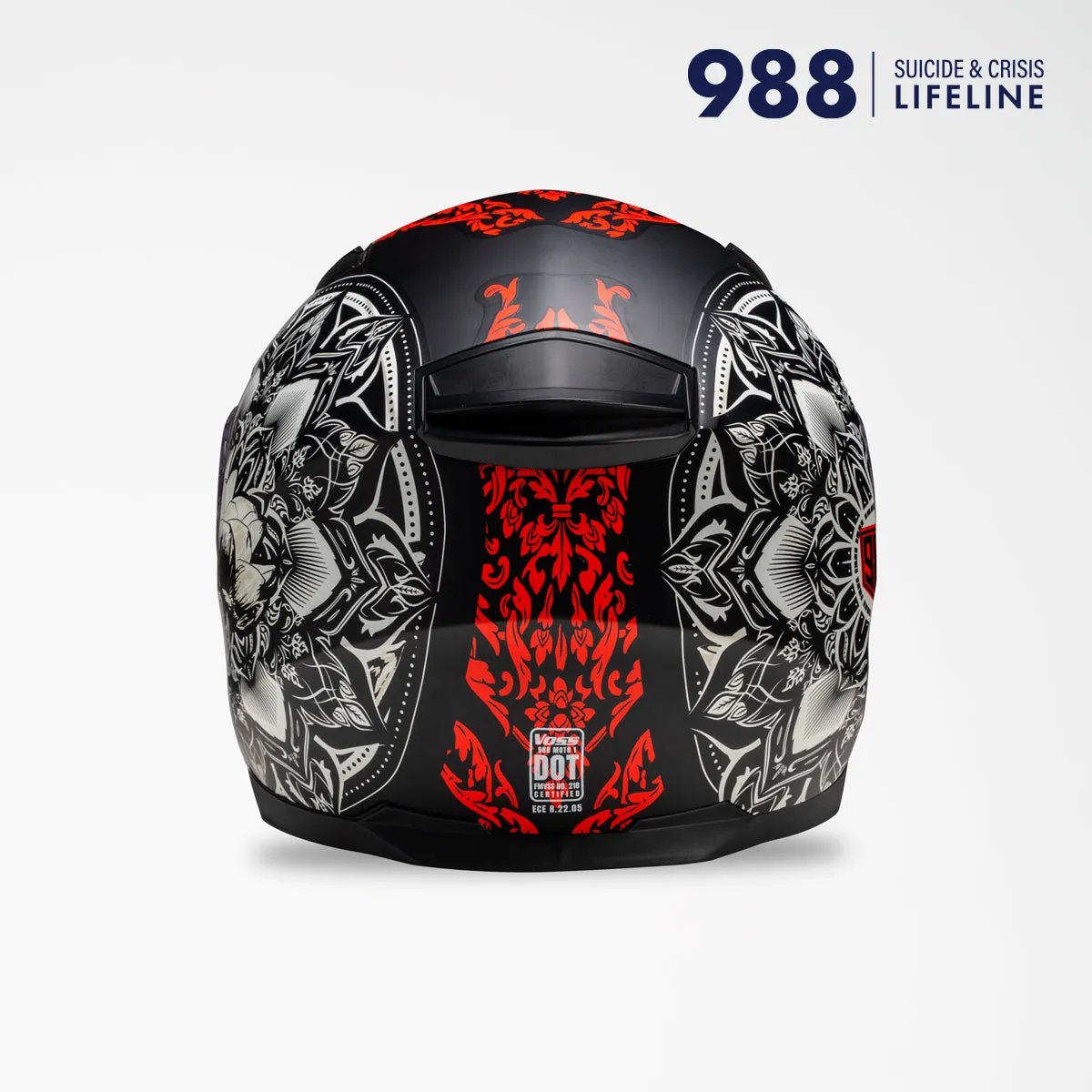Voss 988 Moto-1 Matte Red Mandala Helmet