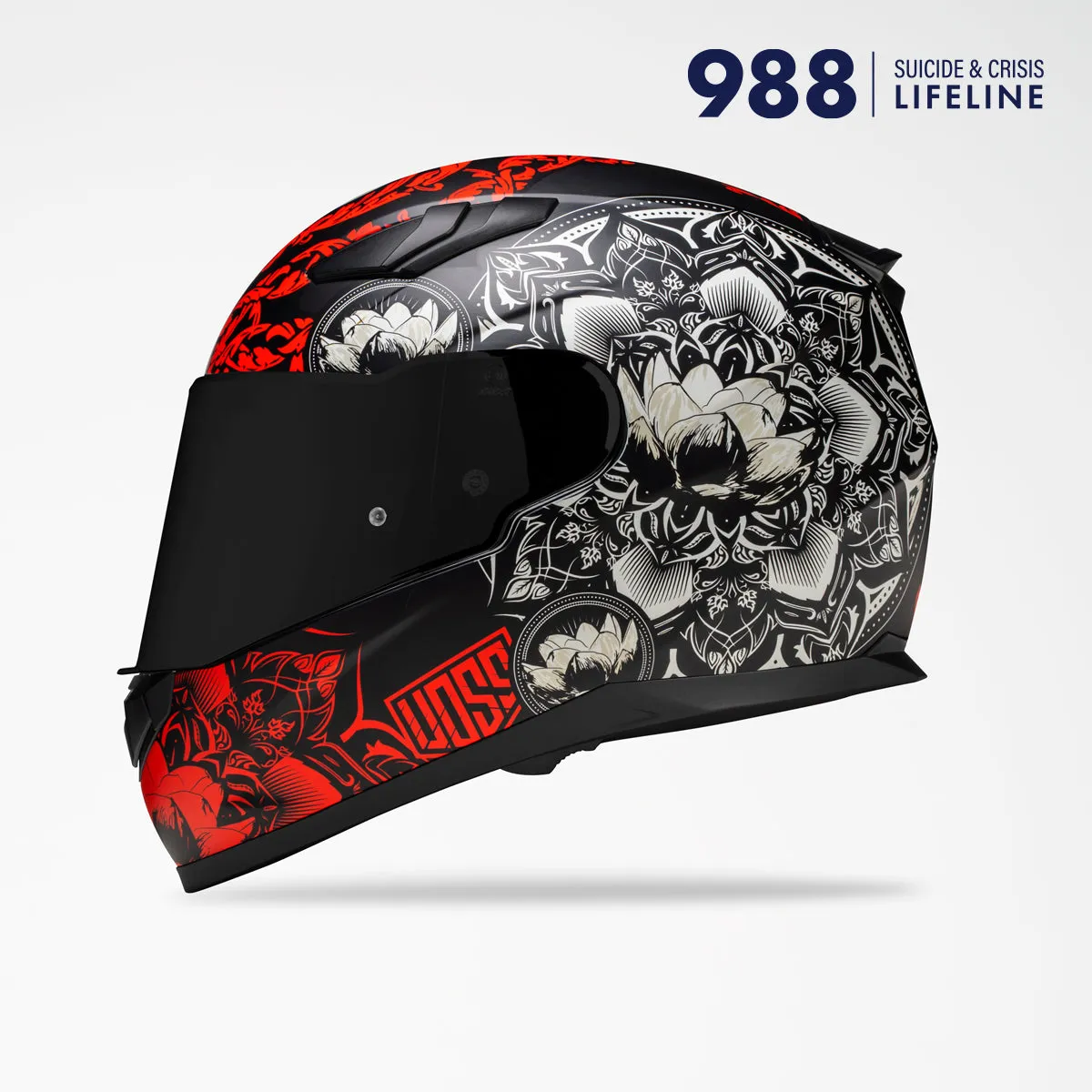 Voss 988 Moto-1 Matte Red Mandala Helmet