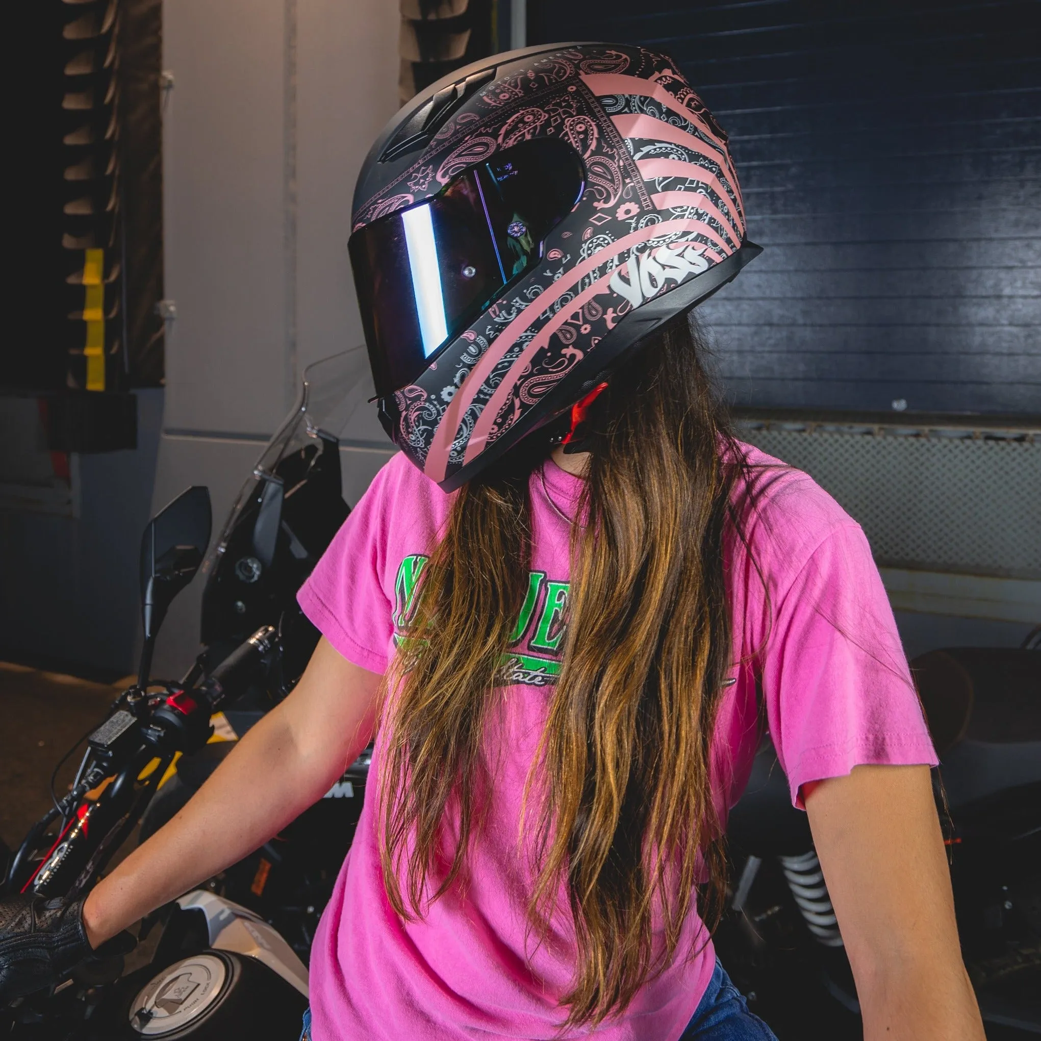 Voss 988 Moto-1 Metallic Pink America Helmet