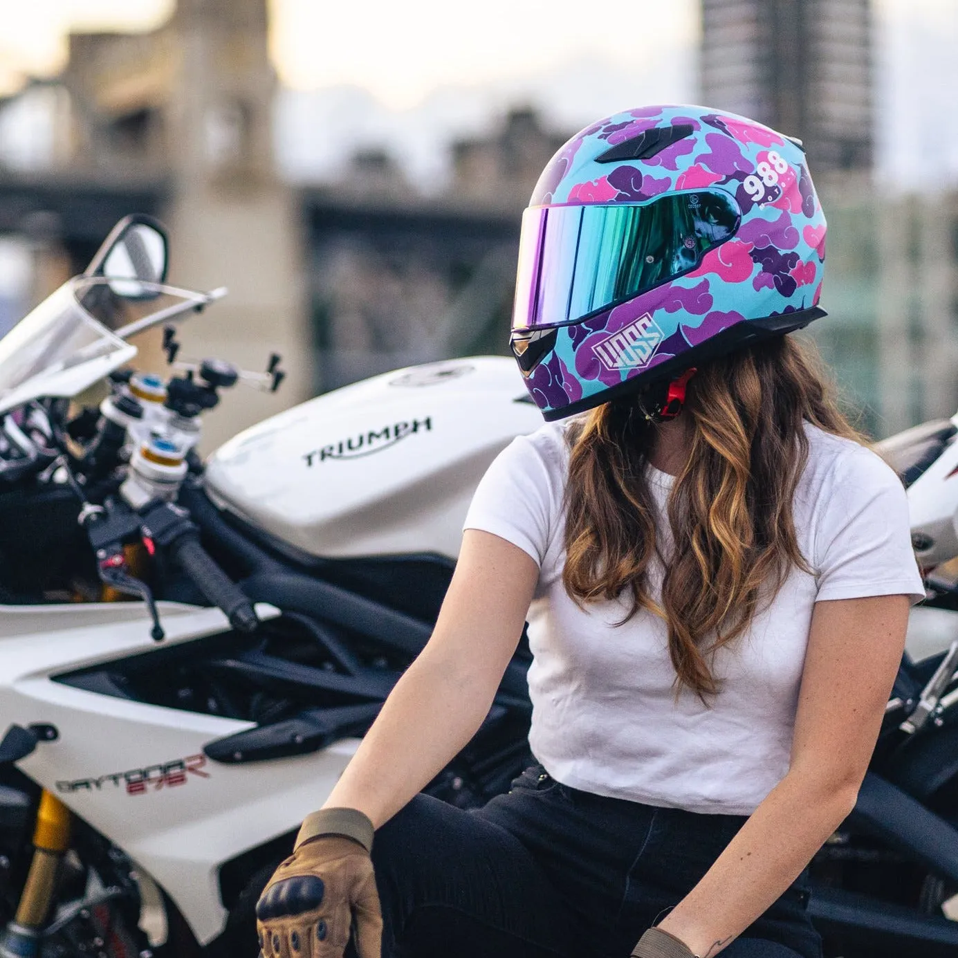 Voss 988 Moto-1 Pink Camo Helmet