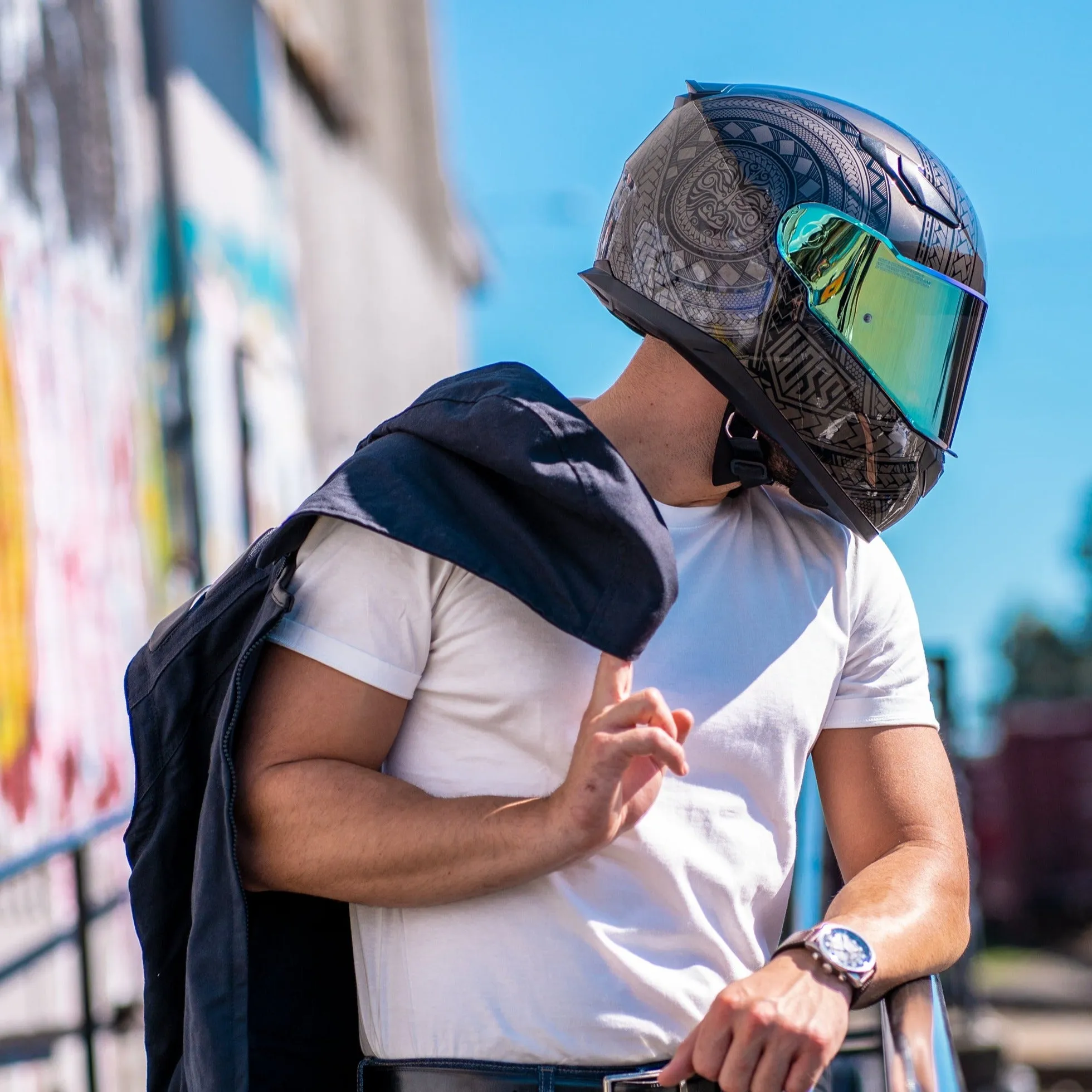 Voss 988 Moto-1 Two Tone Black Codex Helmet