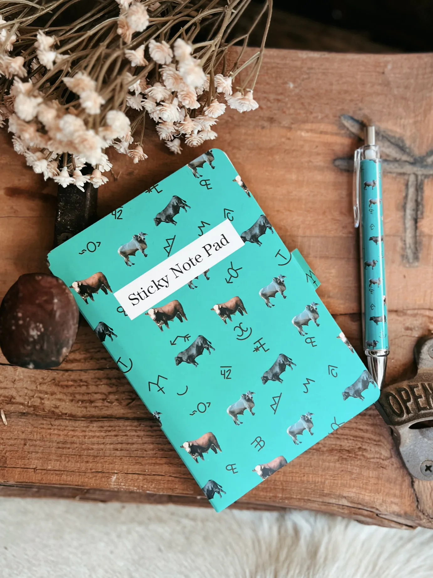 Western Style Sticky Note Pad And Pen Set - 4 Designs