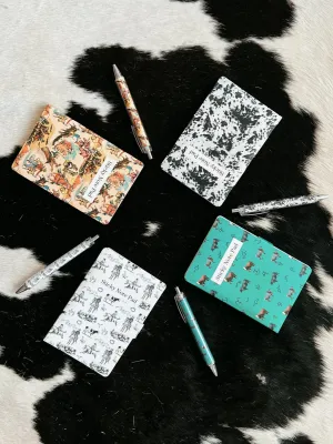 Western Style Sticky Note Pad And Pen Set - 4 Designs