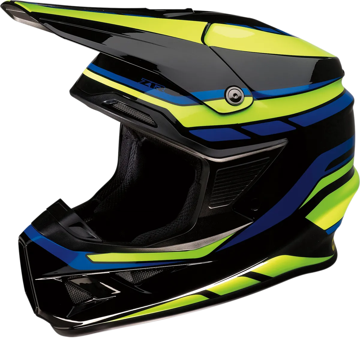 Z1R F. I. Off Road Helmet Mips Flank Graphic Black Blue Hi-Viz Yellow