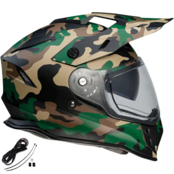 Z1R Range Dual Sport Snow Helmet Electric Shield Camo Woodland