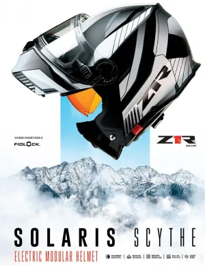 Z1R Solaris Modular Snow Helmet Scythe Graphic White and  Black Electric Shield