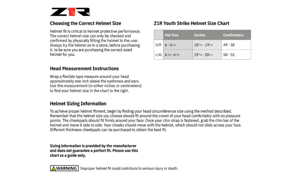 Z1R Youth Strike Full Face Helmet Gloss Black